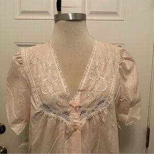 Delicate Pink Embroidered Nightgown/Robe